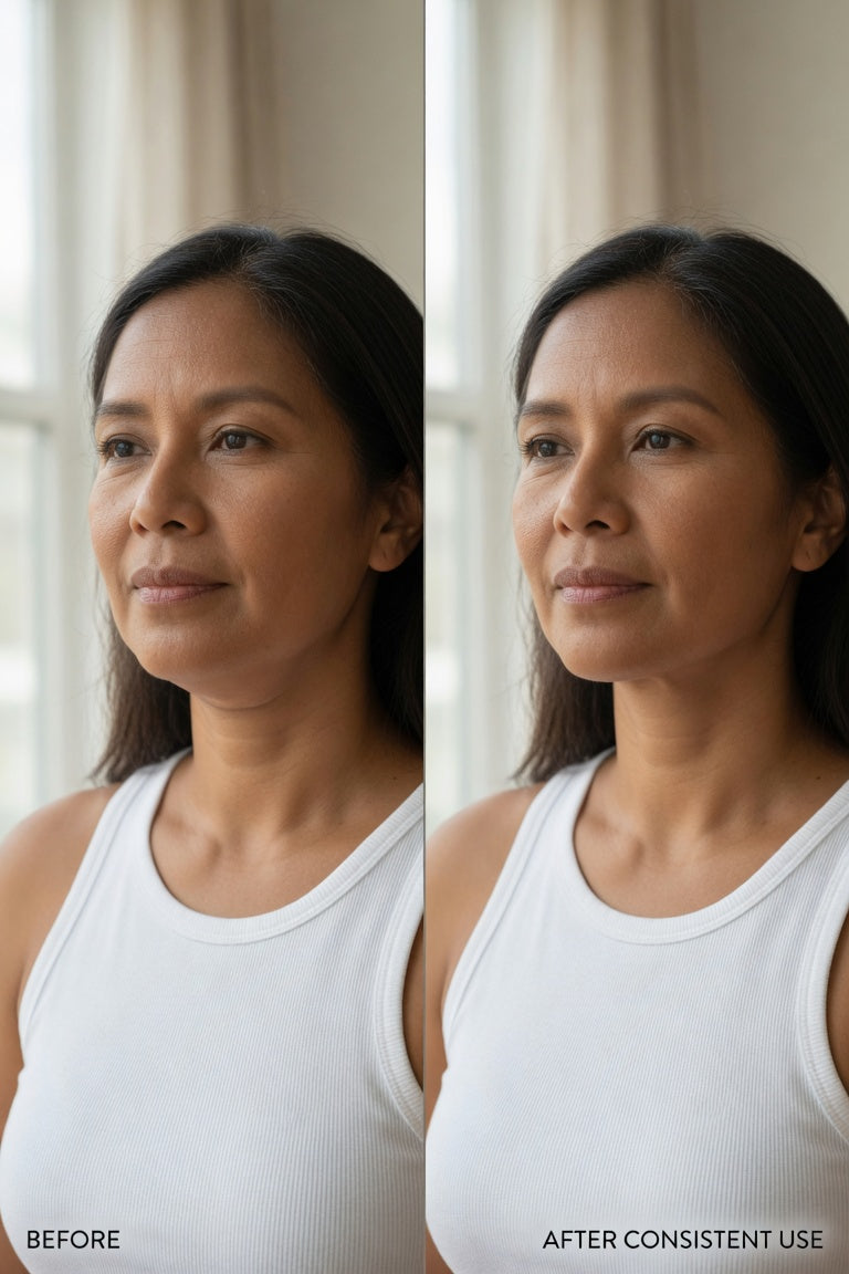 Before and after with consistent use — individual results may vary